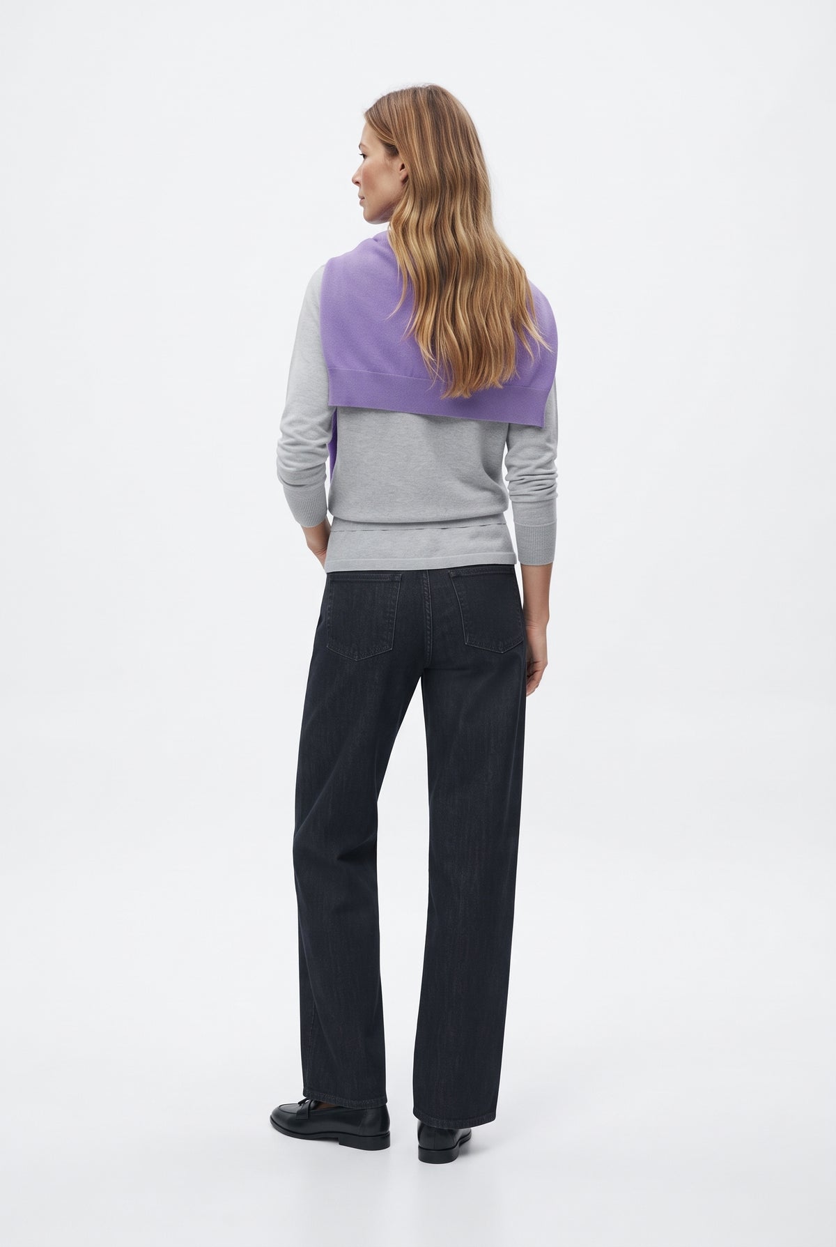 Siyah %100 Pamuk Yüksek Bel Straight Boru Paça Jeans