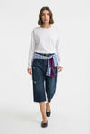 Beyaz %100 Kalın Pamuklu Basic Bisiklet Yaka Oversize/Geniş Kalıp Örme T-Shirt