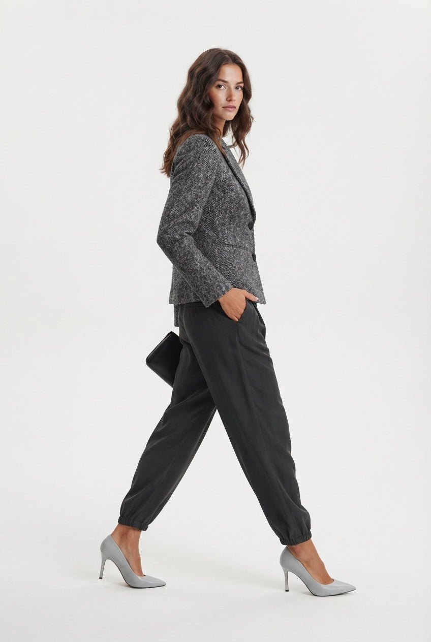 Antrasit Fitted Kaşe Blazer Ceket - LUMINOIRE