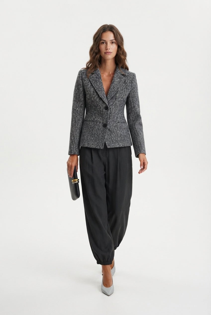 Antrasit Fitted Kaşe Blazer Ceket - LUMINOIRE