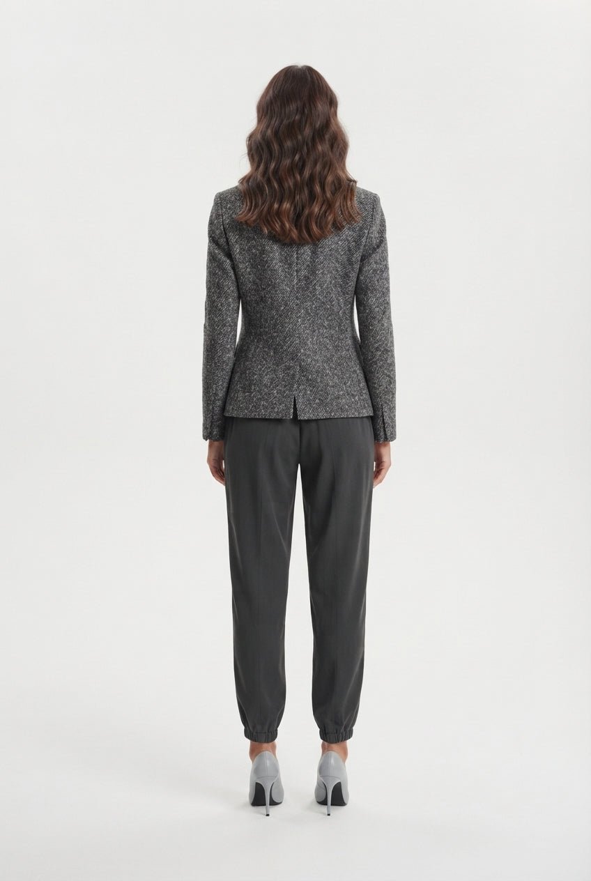 Antrasit Fitted Kaşe Blazer Ceket - LUMINOIRE