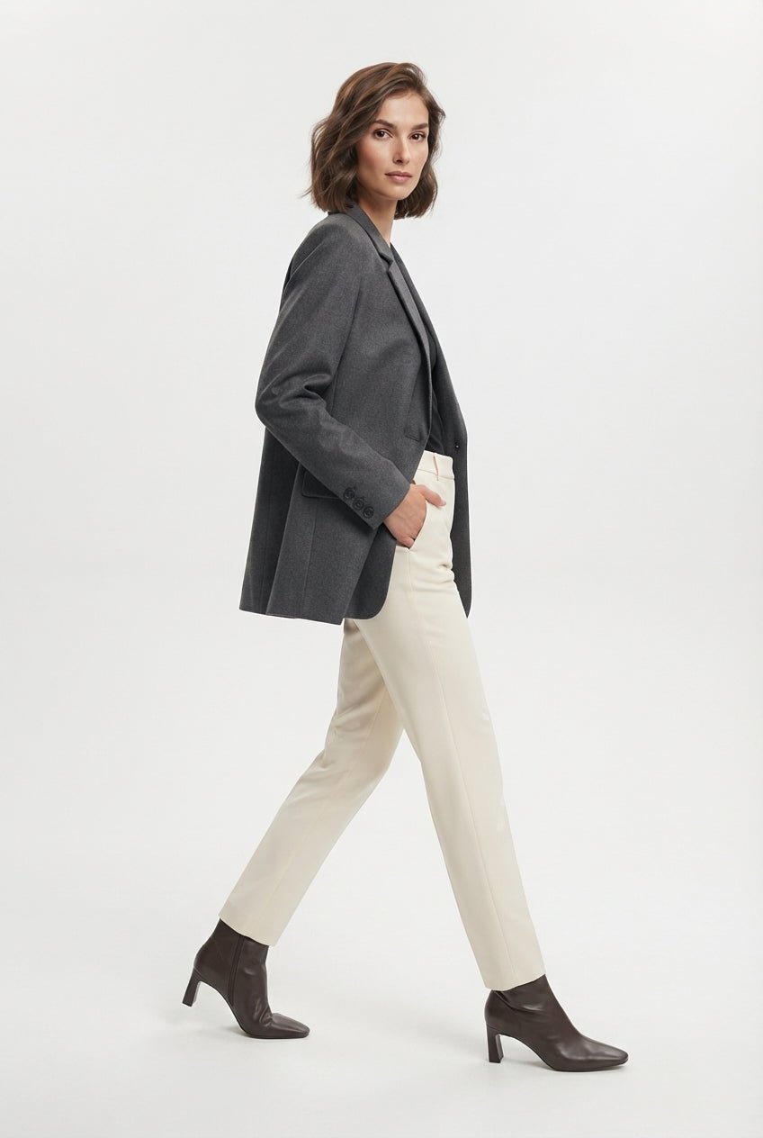 Antrasit Premium Oversize Astarlı Dokuma Blazer Ceket - LUMINOIRE