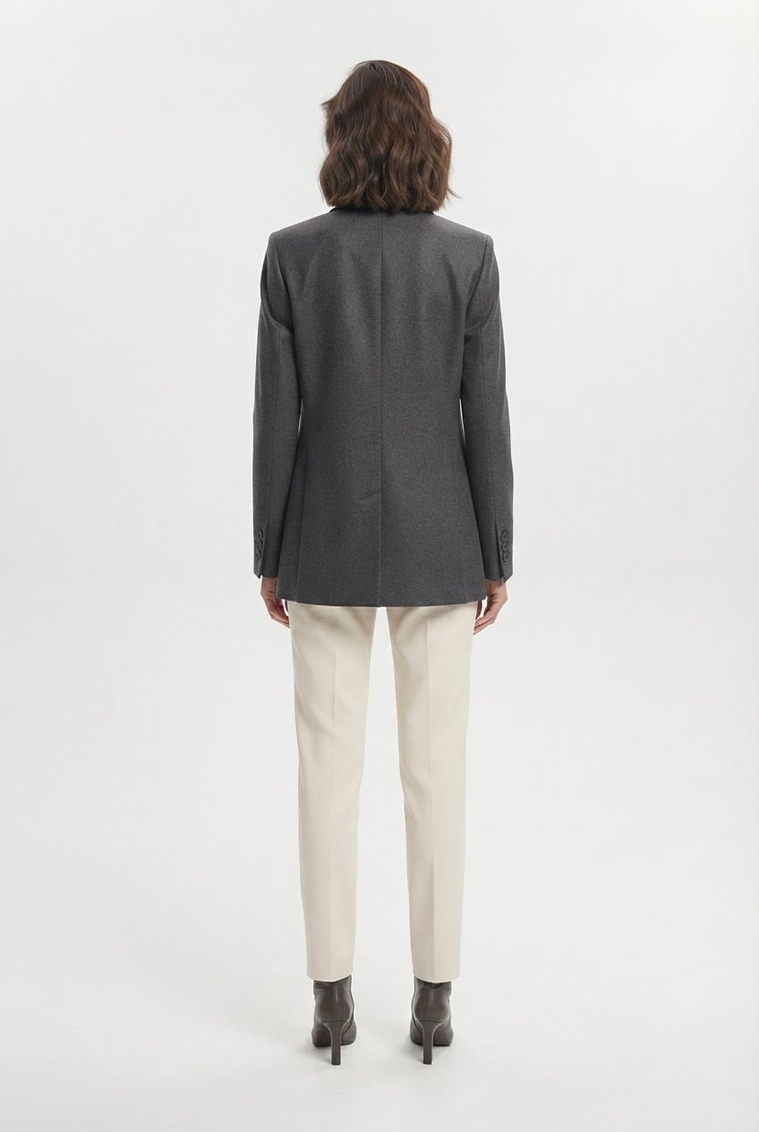 Antrasit Premium Oversize Astarlı Dokuma Blazer Ceket - LUMINOIRE