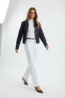 Beyaz Yüksek Bel Comfort Paçası Kesikli Wide Leg Palazzo Jeans - LUMINOIRE