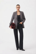 Gri Regular Astar Detaylı Dokuma Blazer Ceket - LUMINOIRE