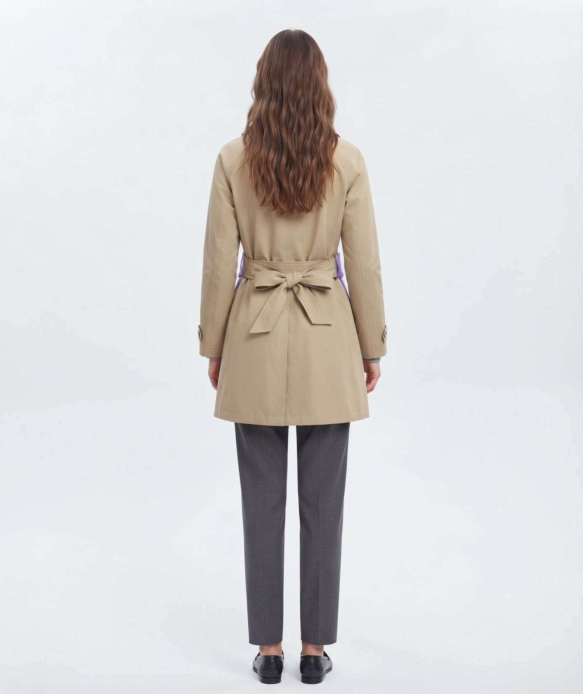 Haki Dik Yaka Kuşaklı Oversize Trençkot - LUMINOIRE