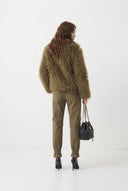 Haki Suni Kürk Oversize Midi Kaban - LUMINOIRE