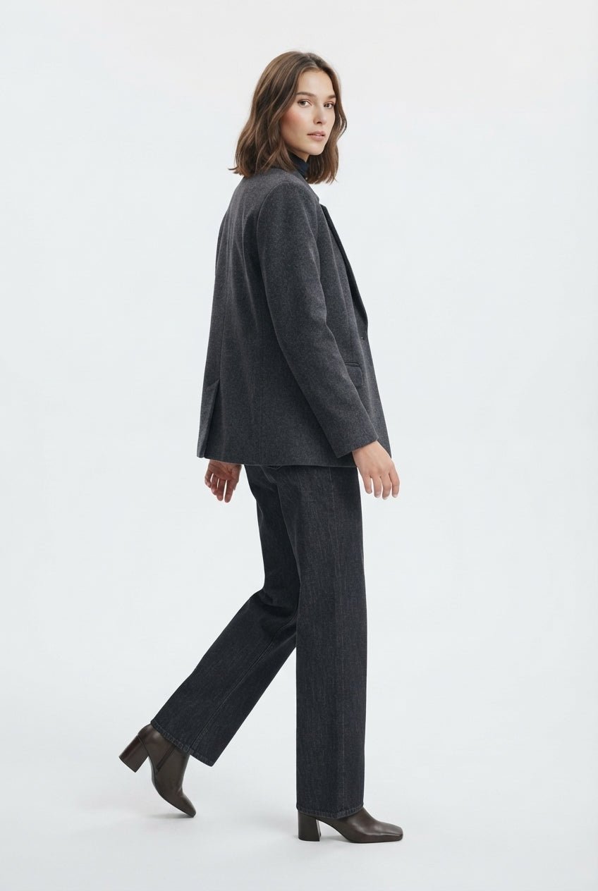 Koyu Antrasit Oversize Blazer Ceket - LUMINOIRE
