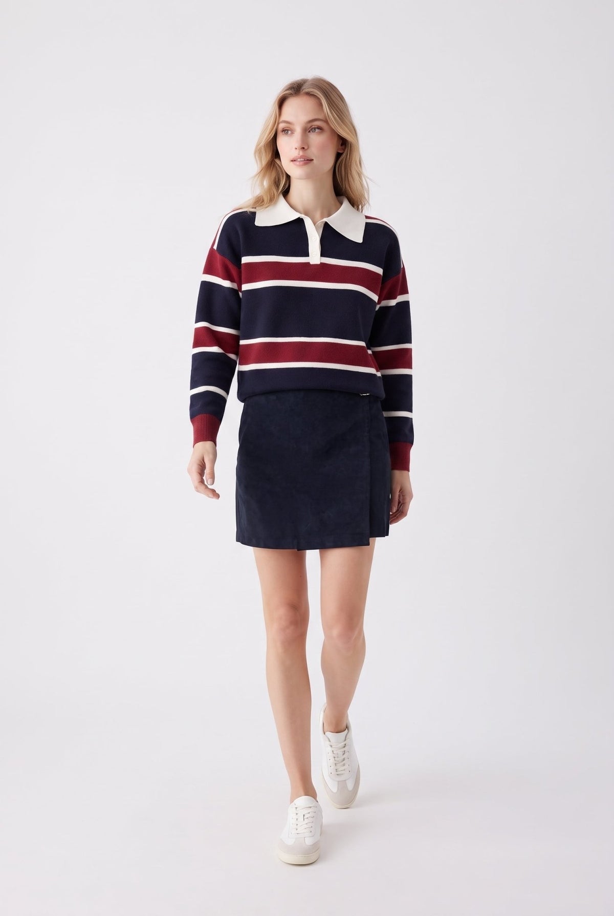 Lacivert Premium Polo Yaka Triko Kazak - LUMINOIRE