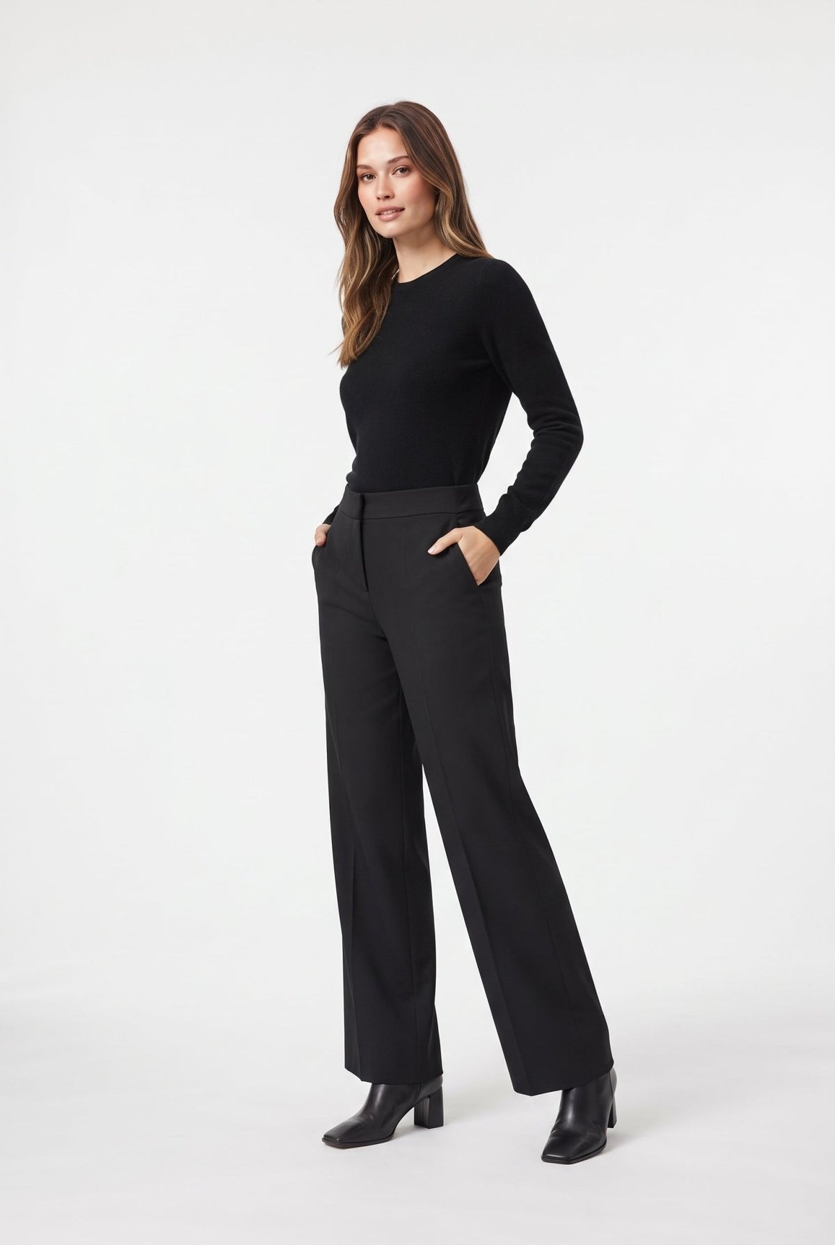 Nervürlü Wide Leg Kumaş Pantolon - LUMINOIRE