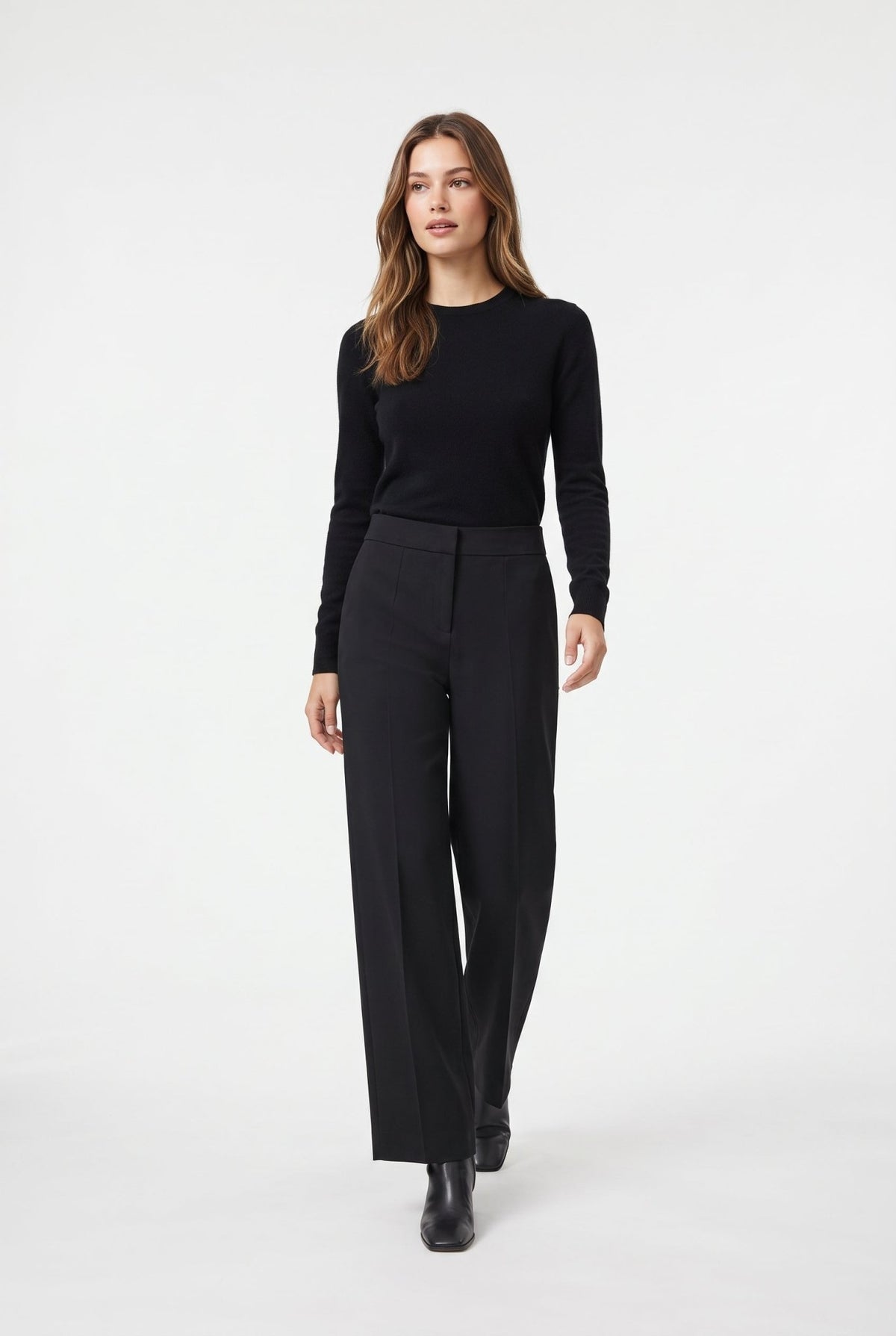 Nervürlü Wide Leg Kumaş Pantolon - LUMINOIRE