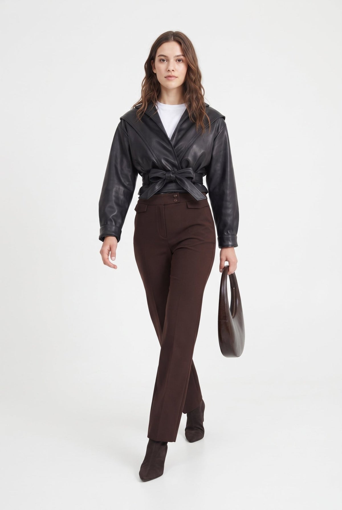 Petite Koyu Kahverengi Bootcut Pantolon - LUMINOIRE