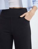 Siyah Ince Ekstra Yüksek Bel Wide Leg/Geniş Kesim Pantolon - LUMINOIRE