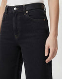 Siyah Pens Detaylı Yüksek Bel Wide Leg Jeans - LUMINOIRE