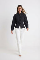 Siyah Süs Düğme Kapamalı Blazer Ceket - LUMINOIRE