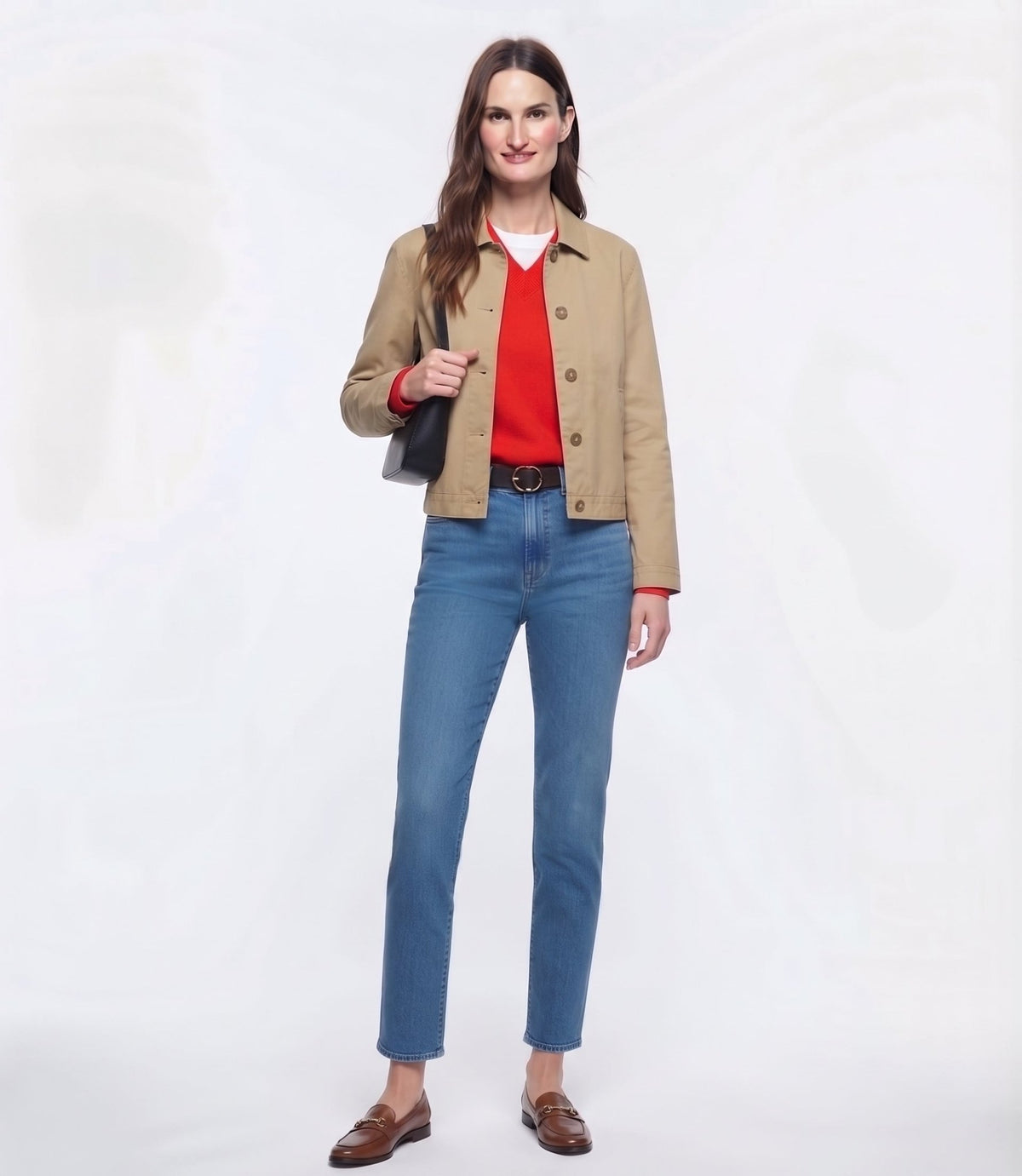 Taba Balon Kollu Regular Denim Ceket - LUMINOIRE