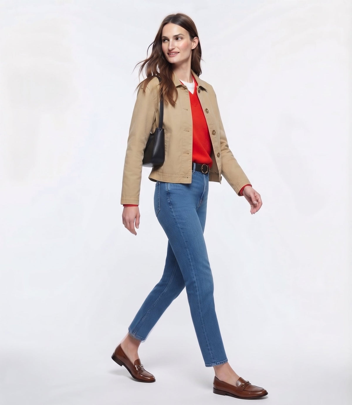 Taba Balon Kollu Regular Denim Ceket - LUMINOIRE